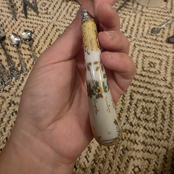 Vintage Prill Sheffield England Pie Cake Server Floral Yellow Porcelain Handle. - Picture 5 of 16